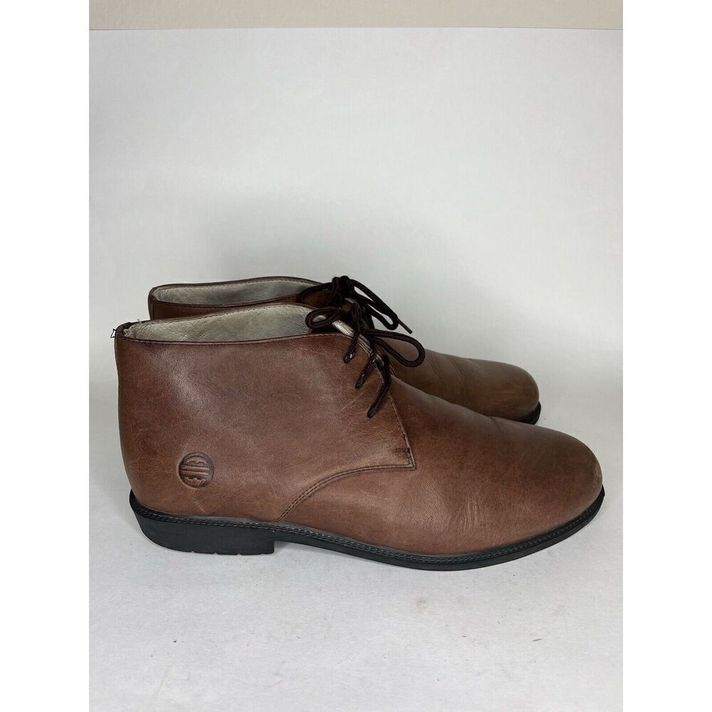 Rhea Chukka Brown Leather Lace Up Casual Desert Ankle Boots Men Sz 10.5M US/44EU
